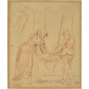 FRAGONARD Alexandre-Évariste (1780 - 1850)  - Dessin original ancien