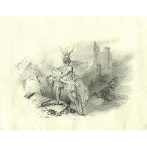 Gauloiserie - Original Drawing By Alexandre Soldé (1822-1893)