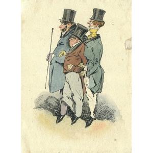 Henri MONNIER (1799-1877) Moeurs Parisiennes - Dessin satirique original ancien