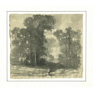 Charles François DAUBIGNY (1817-1878) Dessin original ancien - Ecole de Barbizon
