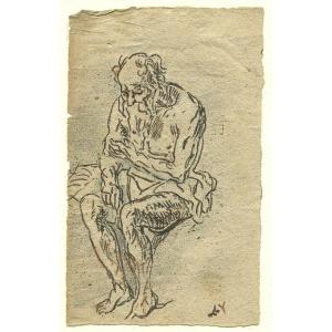 Dessin ancien, plume sur papier vergé évocateur d'une Ecole italienne 17ème siècle