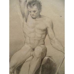 Original Drawing - Male Nude - Large Male Academy