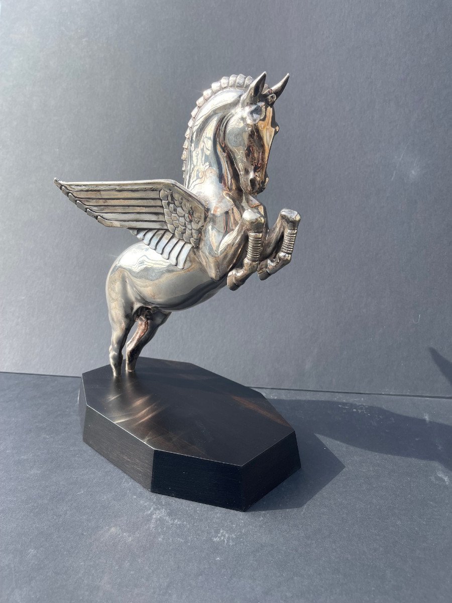 Large Pegasus Sculpture Winged Horse Metal Art Deco -photo-3