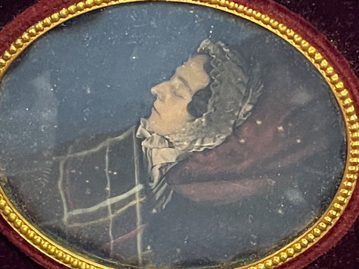 Rare Daguerreotype Colorié Photo Post-mortem Portrait Femme Dame Morte Usa