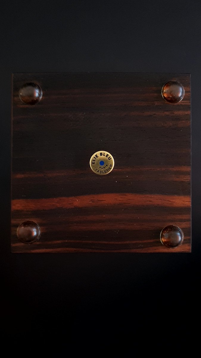 Rare Luxurious Elie Bleu Paris Clock In Rosewood Marquetry In The Art Deco Style.-photo-2