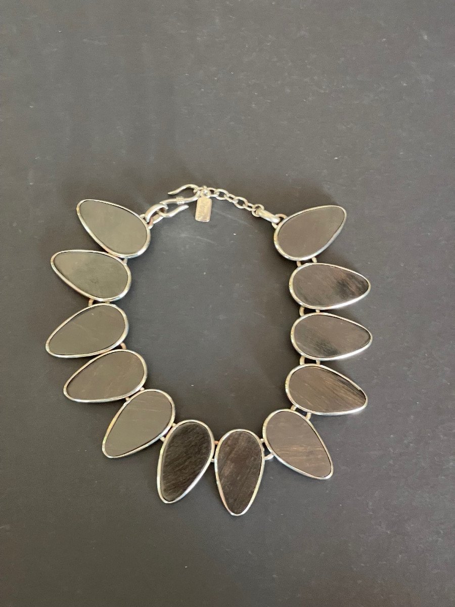Rarissime Bijou Collier Vintage Ysl Yves Saint-laurent Par Robert Goosens Siglé-photo-3