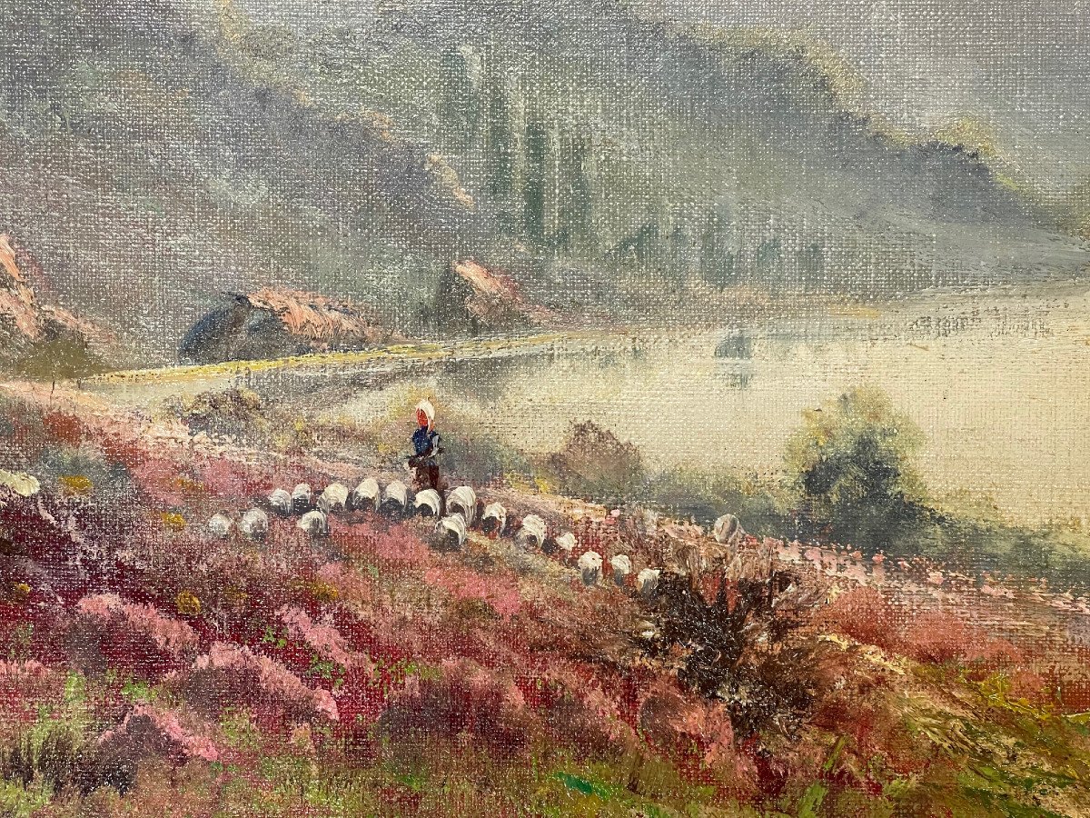 Unique Tableau Signé Paysage Gaston Anglade Corrèze école De Crozant-photo-4