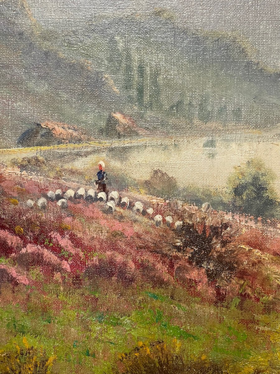 Unique Tableau Signé Paysage Gaston Anglade Corrèze école De Crozant-photo-3