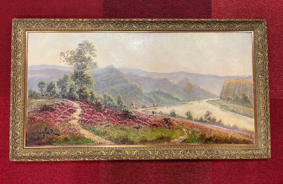 Unique Tableau Signé Paysage Gaston Anglade Corrèze école De Crozant-photo-6