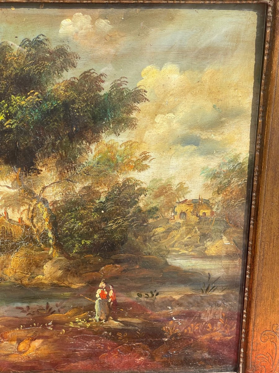 Tableau Paysage Ruines Signé Gilbert / Kaufmann Huile Sur Cuivre XIXème-photo-4