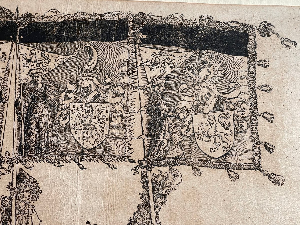 Large 16th Century Print Albrecht Altdorfer Triumph Of Maximilian Engraving Laid Paper-photo-6