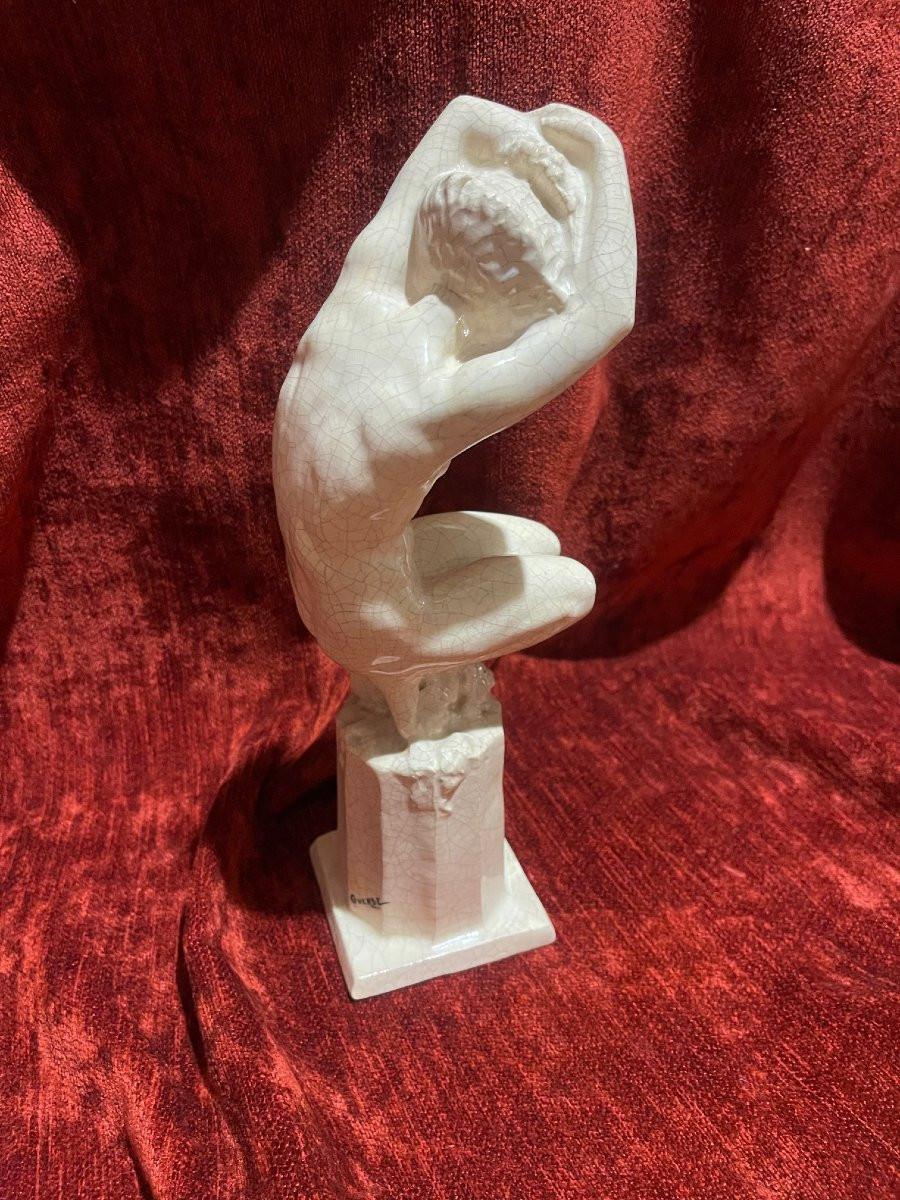 Raymonde Guerbe bacchante sculpture céramique Art Déco nu féminin-photo-4