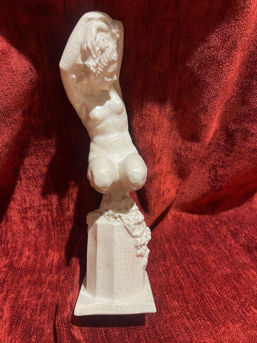 Raymonde Guerbe bacchante sculpture céramique Art Déco nu féminin-photo-2
