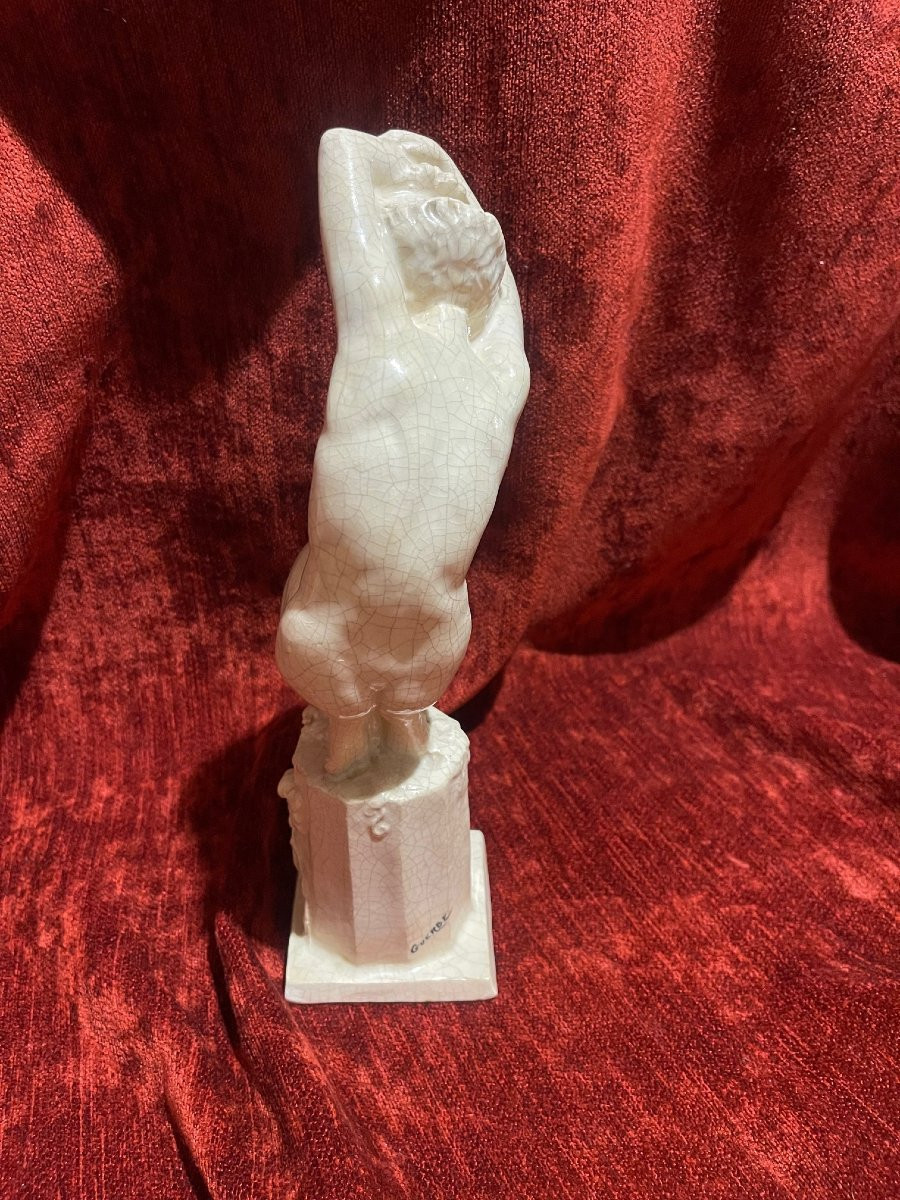 Raymonde Guerbe bacchante sculpture céramique Art Déco nu féminin-photo-3