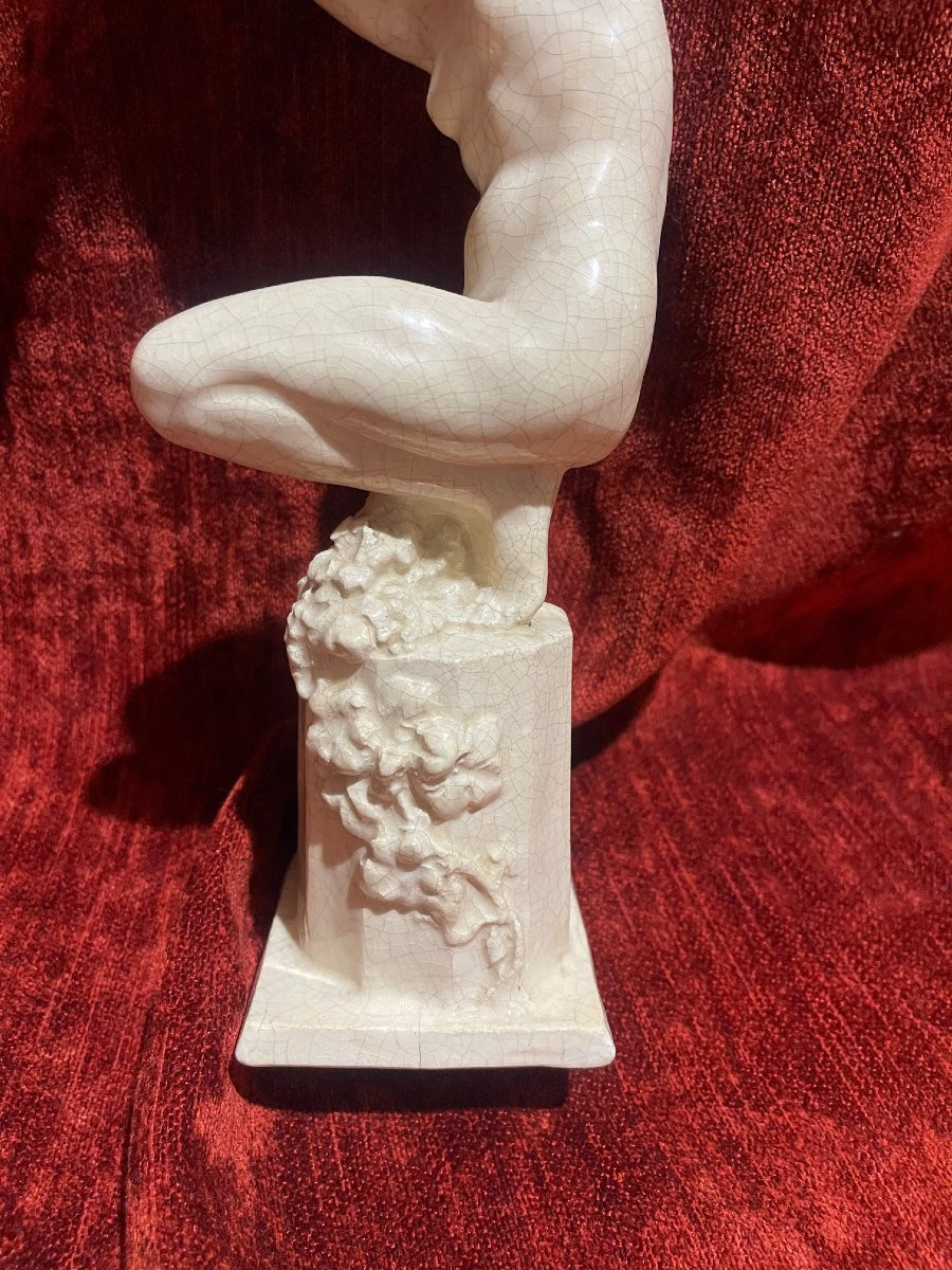 Raymonde Guerbe bacchante sculpture céramique Art Déco nu féminin-photo-4