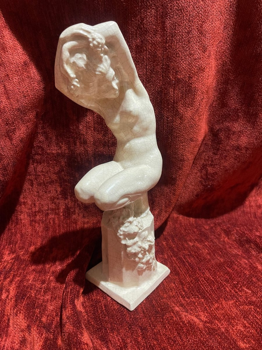Raymonde Guerbe bacchante sculpture céramique Art Déco nu féminin-photo-7