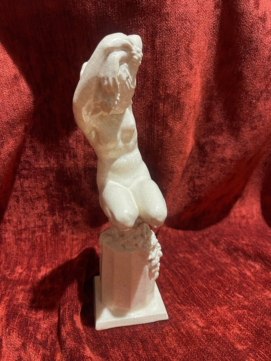 Raymonde Guerbe bacchante sculpture céramique Art Déco nu féminin-photo-8