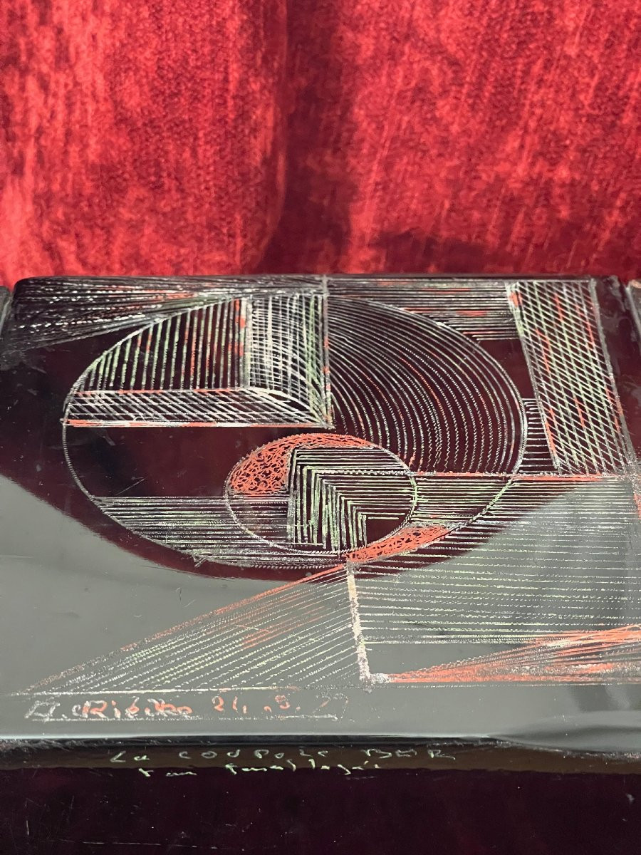 Grand seau à champagne peinture cubiste Anatole Riecke signé Bar La Coupole 1939-photo-2