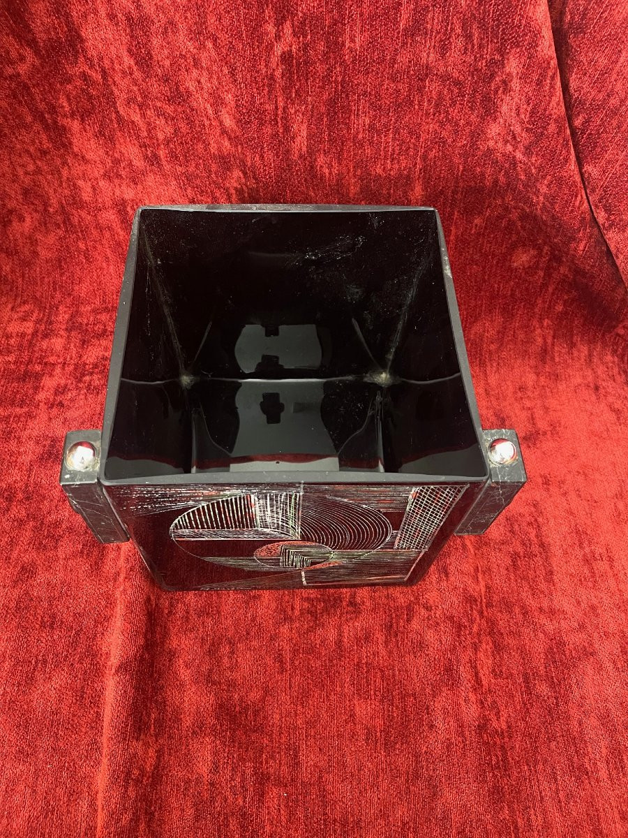 Grand seau à champagne peinture cubiste Anatole Riecke signé Bar La Coupole 1939-photo-3