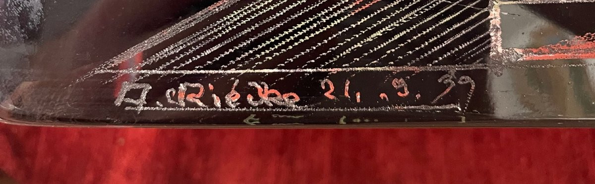 Grand seau à champagne peinture cubiste Anatole Riecke signé Bar La Coupole 1939-photo-2