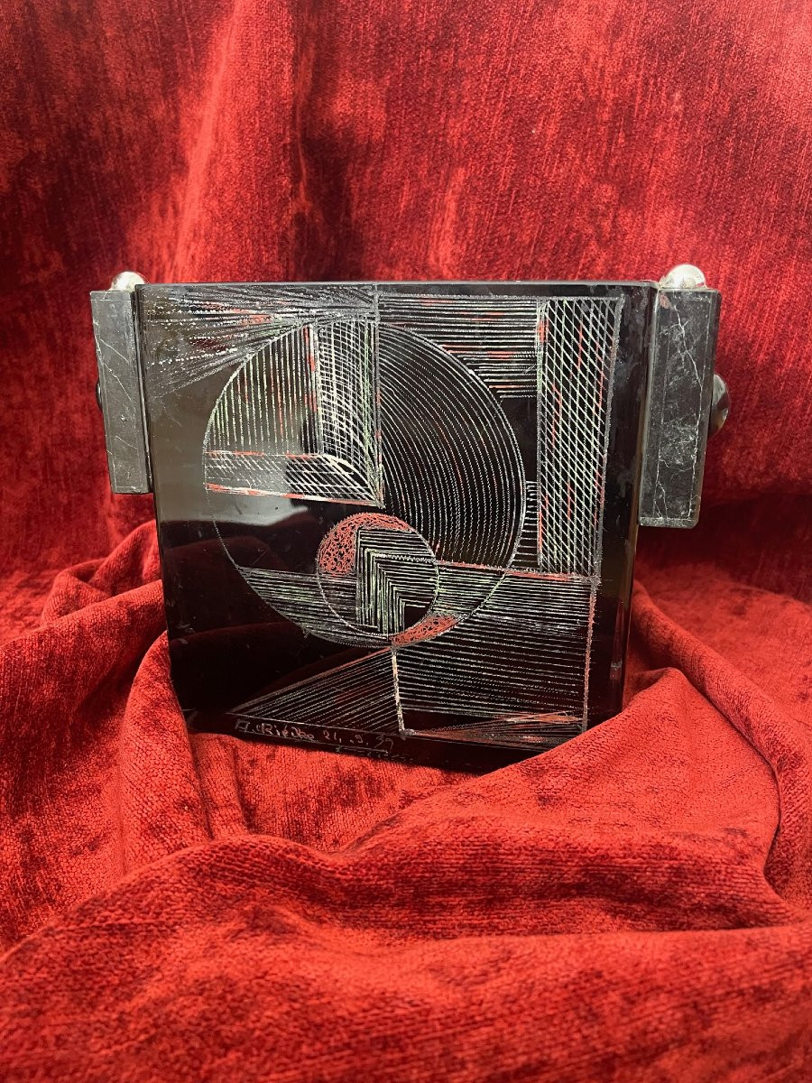 Grand seau à champagne peinture cubiste Anatole Riecke signé Bar La Coupole 1939-photo-6