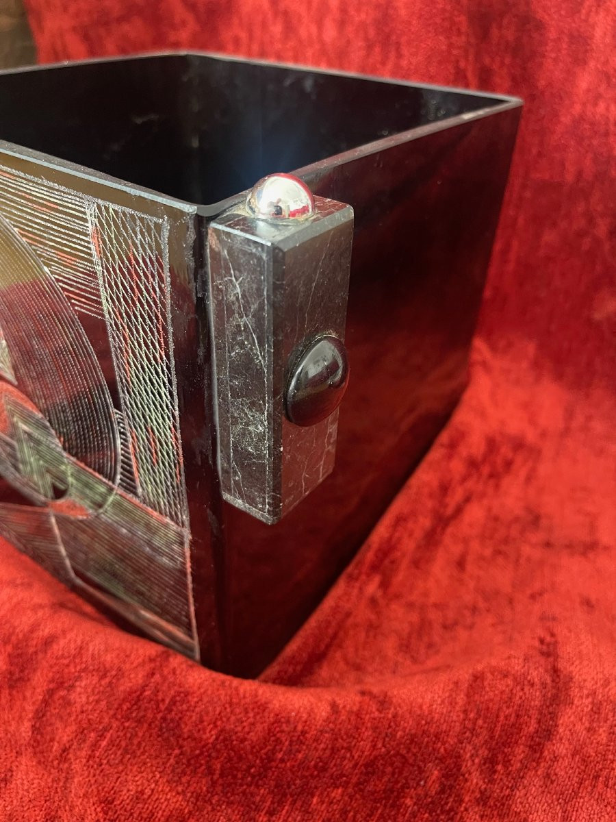 Grand seau à champagne peinture cubiste Anatole Riecke signé Bar La Coupole 1939-photo-7