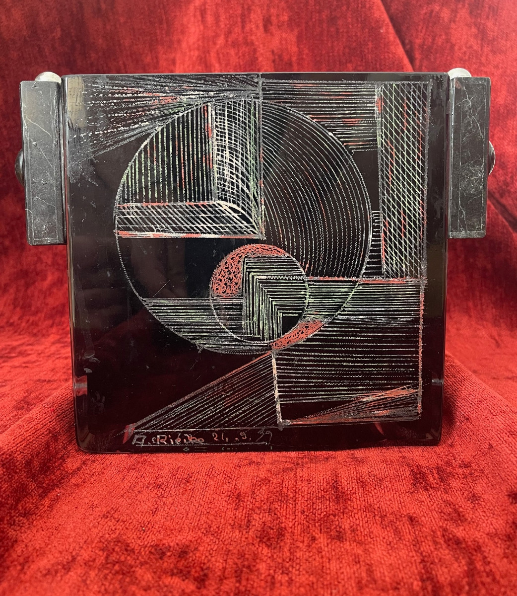 Grand seau à champagne peinture cubiste Anatole Riecke signé Bar La Coupole 1939