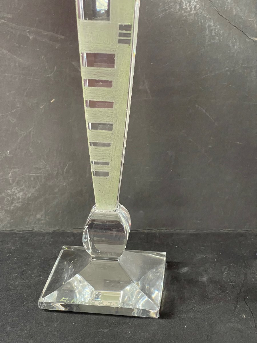 Pair Of Anatole Riecke Art Deco Candlesticks Signed And Dated 1939 Cubism-photo-7