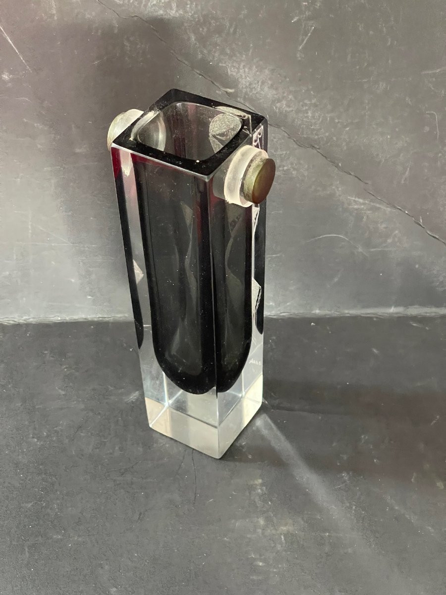 Vase Art Déco Anatole Riecke signé daté 1939 cubisme portrait femme-photo-3