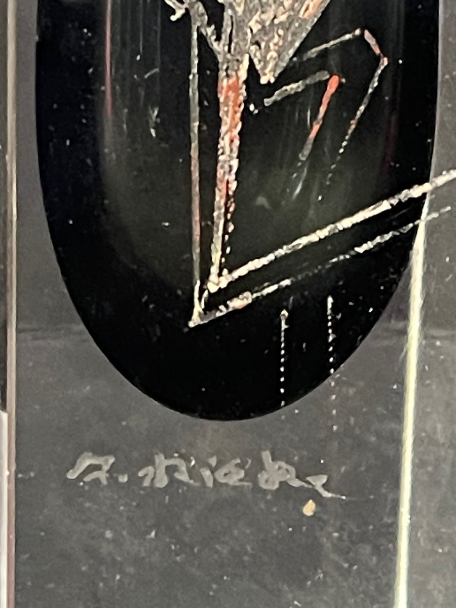 Vase Art Déco Anatole Riecke signé daté 1939 cubisme portrait femme-photo-4