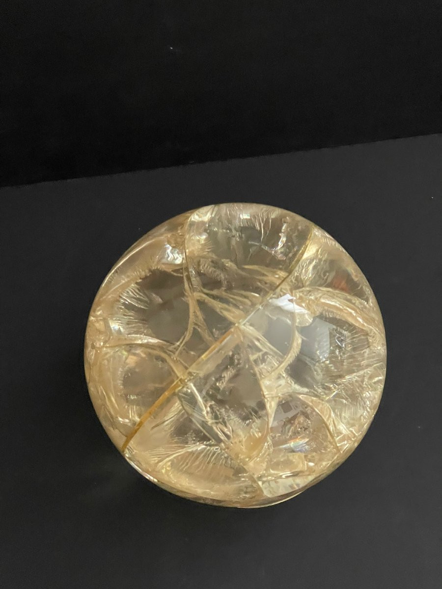 Pierre Giraudon sphère fractale avec socle d'origine design vintage XXème siècle-photo-4