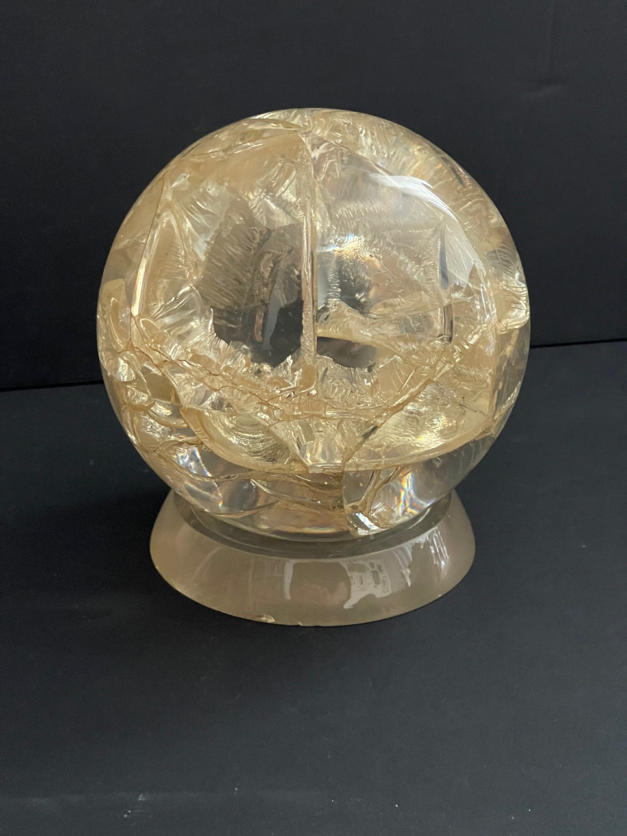 Pierre Giraudon sphère fractale avec socle d'origine design vintage XXème siècle