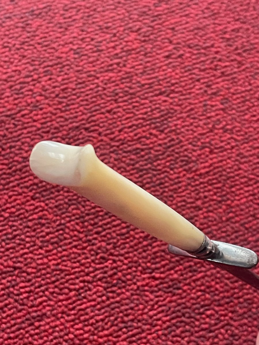 Dague de vertue pique-couille XIXème siècle stylet romantique nacre & acier-photo-2