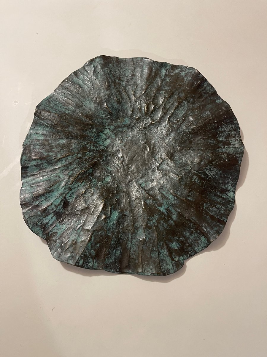 Cees Rombout sculpture bronze n° 1/7 2014 vide-poches grande feuille de nénuphar-photo-2