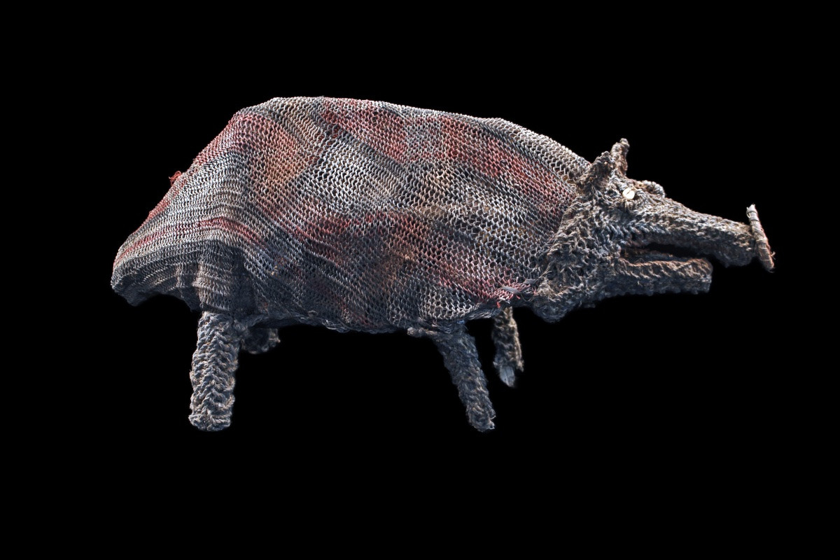 Amulette cochon, Figure De Culte tressée, Art Tribal, Papouasie Nouvelle Guinée, Océanie, 58 cm-photo-3