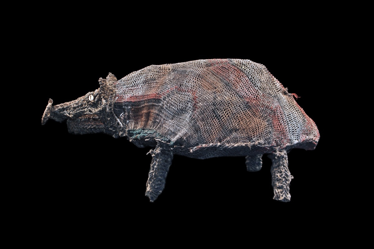 Amulette cochon, Figure De Culte tressée, Art Tribal, Papouasie Nouvelle Guinée, Océanie, 58 cm-photo-1