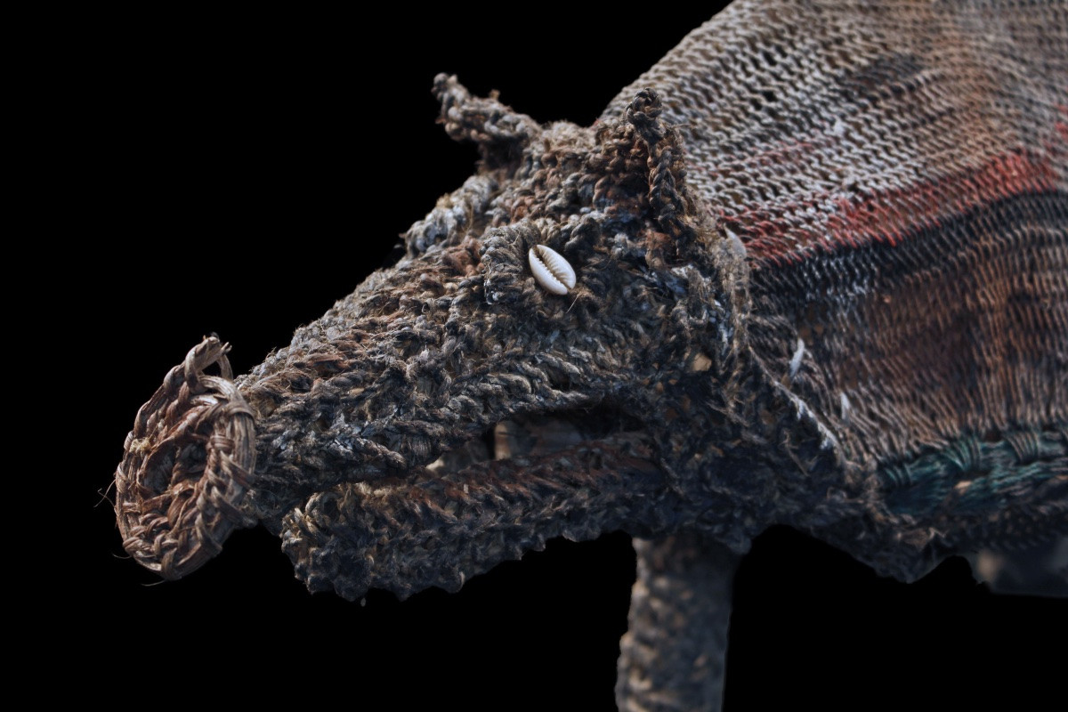 Amulette cochon, Figure De Culte tressée, Art Tribal, Papouasie Nouvelle Guinée, Océanie, 58 cm-photo-4