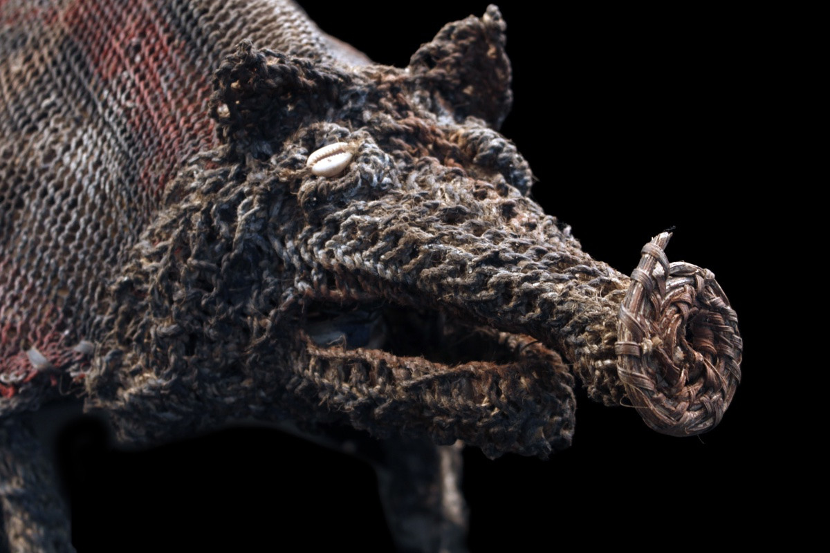 Amulette cochon, Figure De Culte tressée, Art Tribal, Papouasie Nouvelle Guinée, Océanie, 58 cm-photo-7
