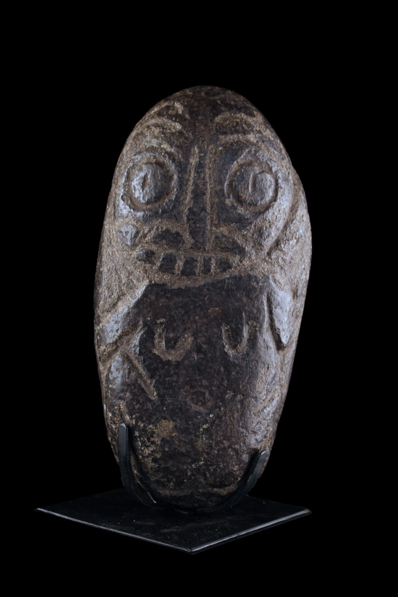 Ancienne pierre de fertilité, art tribal, art océanien, Art Mélanésien, pierre gravée, 32 cm-photo-4