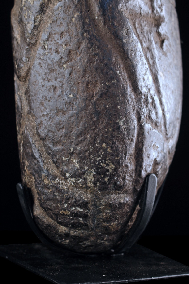 Ancienne pierre de fertilité, art tribal, art océanien, Art Mélanésien, pierre gravée, 32 cm-photo-3