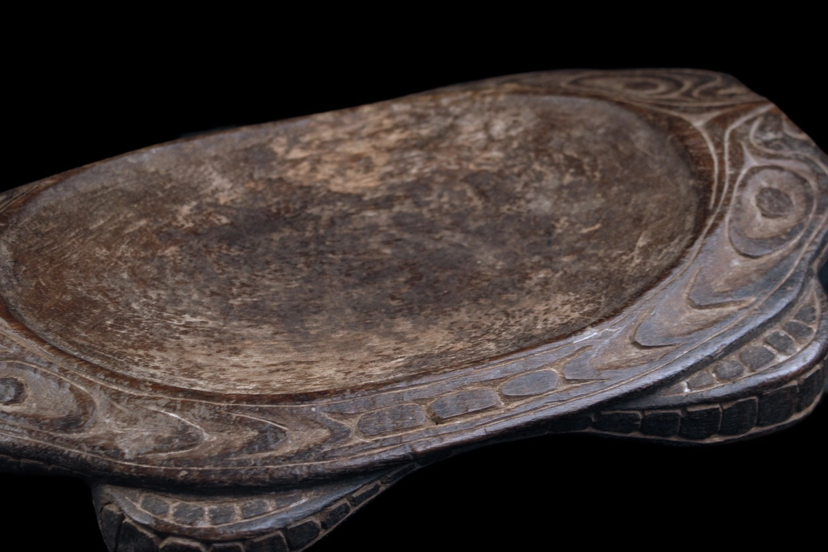 Plat en Bois, Papouasie Nouvelle Guinée, Océanie, Art Premier, Art Océanien, Art Tribal, 36 cm-photo-5