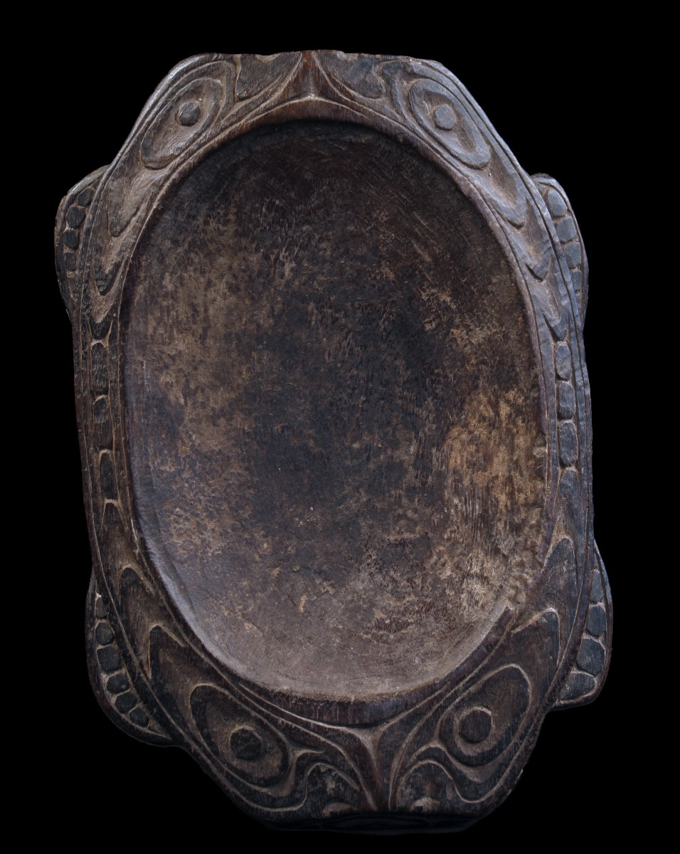Plat en Bois, Papouasie Nouvelle Guinée, Océanie, Art Premier, Art Océanien, Art Tribal, 36 cm