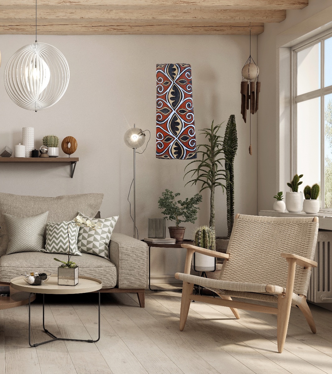 Painted Bark, Blackwater, Primitive Art, Oceanic Art, Tribal Art, Bark Painting, 89 Cm-photo-7