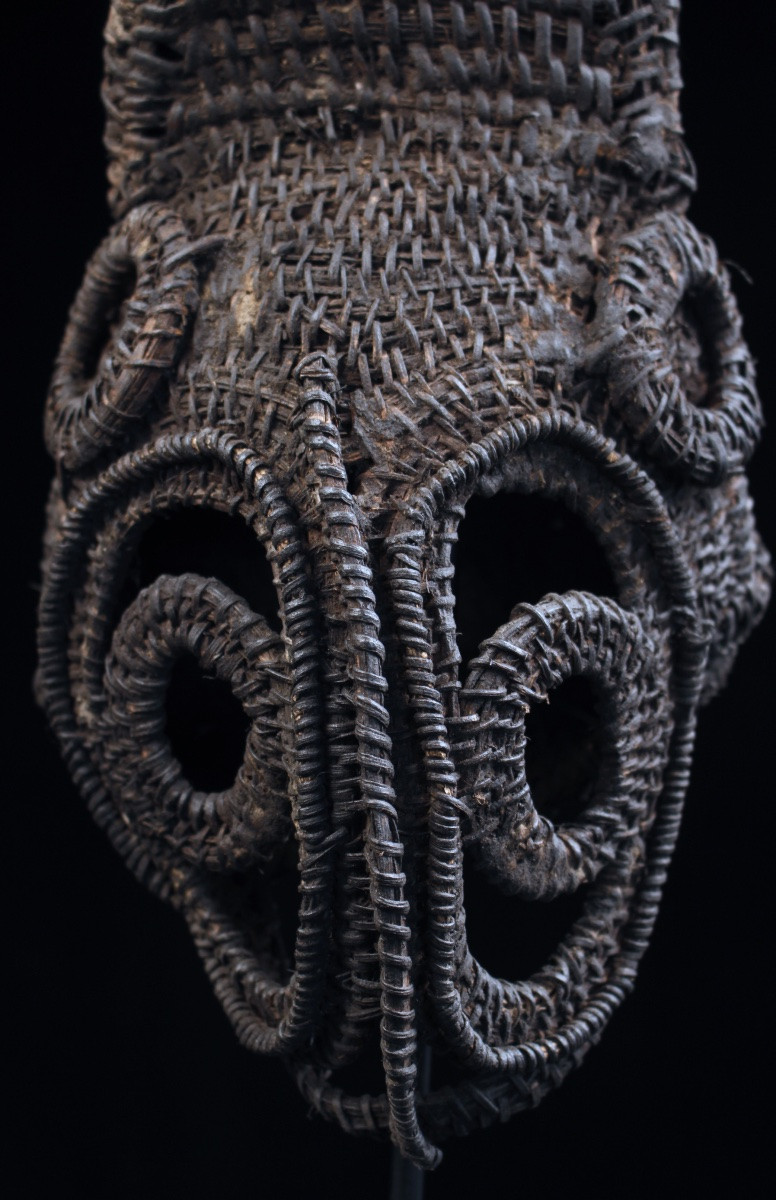 Masque à Igname, Masque, Océanie, Art Premier, Art Océanien, Art Tribal, Vannerie, 31 cm-photo-2