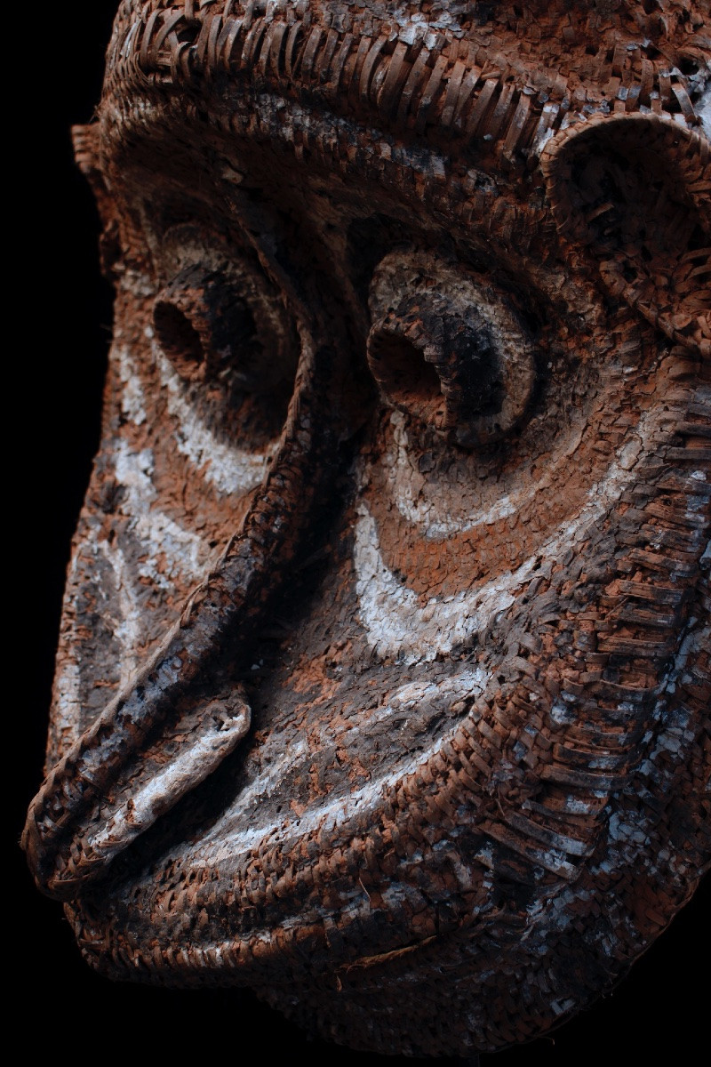 Pignon Mask, Tribal Art, Papua New Guinea, Oceanic Art, Basketry, 66 Cm-photo-4