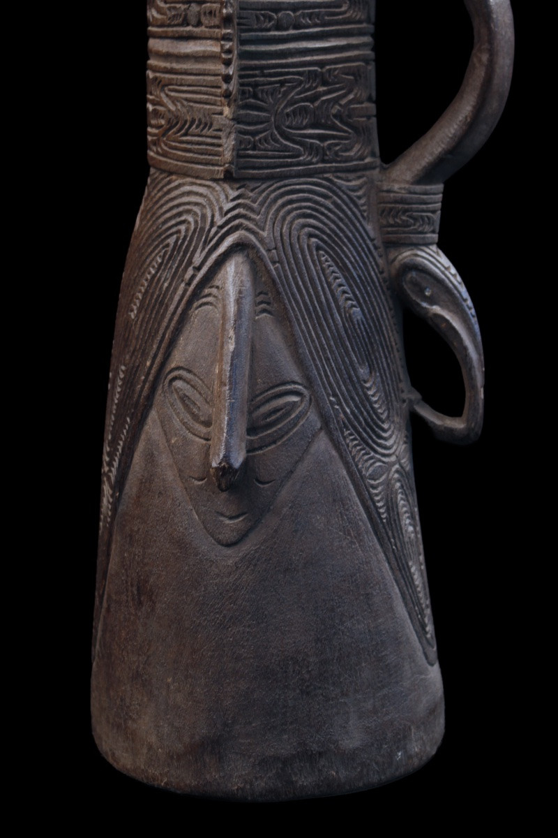 Tambour, Instrument Traditionnel, Art Océanien, Art Tribal, Papouasie Nouvelle Guinée, 58 cm-photo-4
