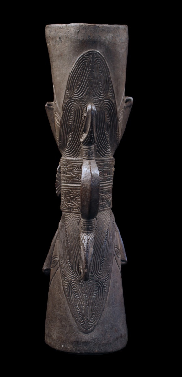 Tambour, Instrument Traditionnel, Art Océanien, Art Tribal, Papouasie Nouvelle Guinée, 58 cm-photo-2