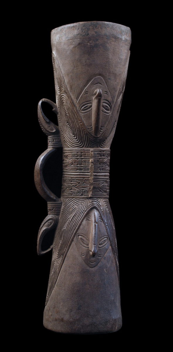 Tambour, Instrument Traditionnel, Art Océanien, Art Tribal, Papouasie Nouvelle Guinée, 58 cm-photo-5