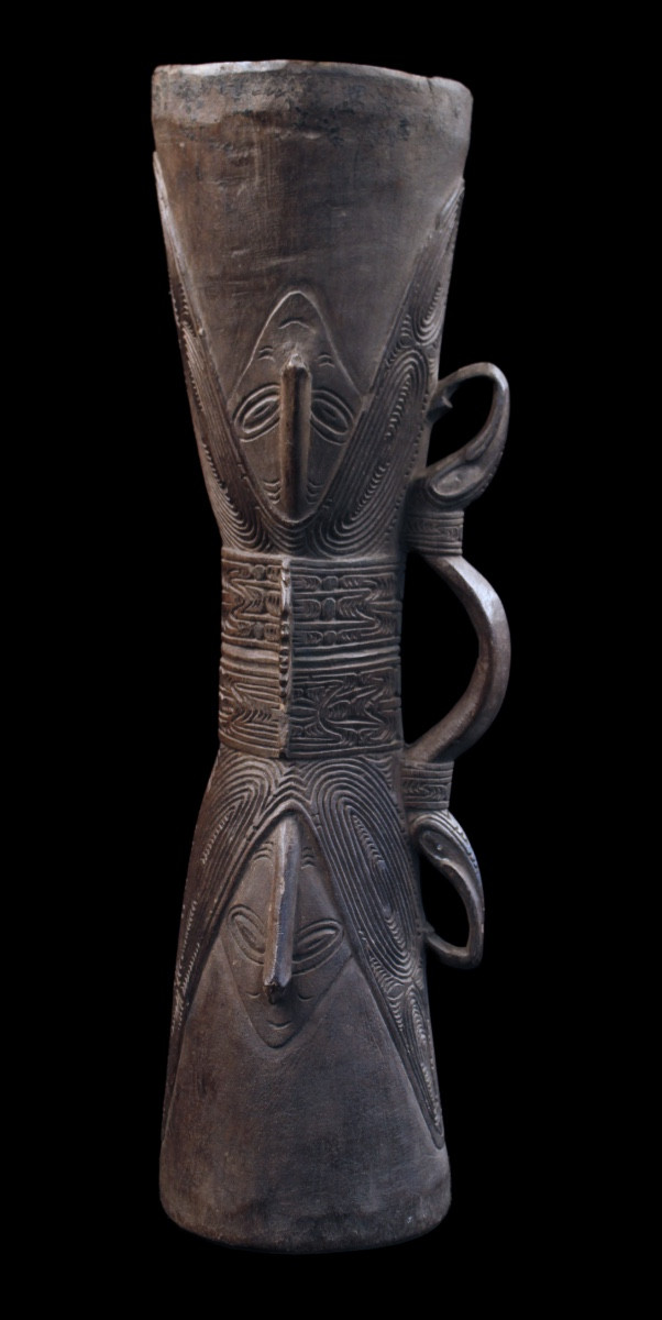 Tambour, Instrument Traditionnel, Art Océanien, Art Tribal, Papouasie Nouvelle Guinée, 58 cm