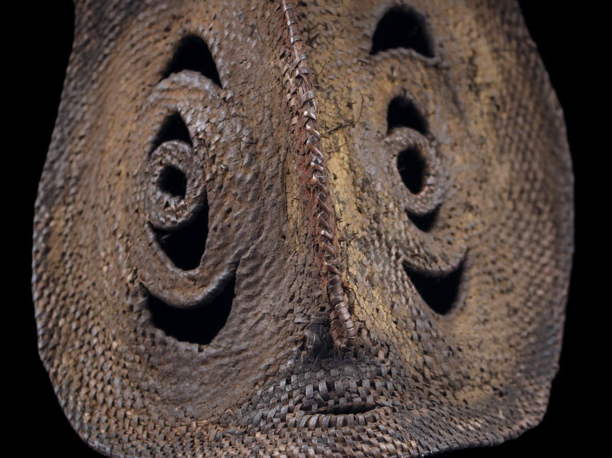 Masque à Igname, Masque, Océanie, Art Premier, Art Océanien, Art Tribal, Vannerie, 40 cm-photo-2